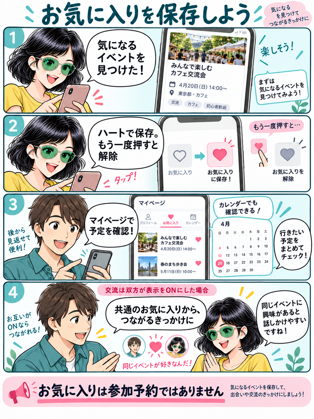 4コマ漫画:お気に入りを保存する