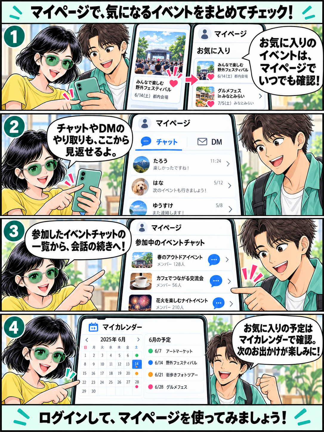 4コマ漫画:マイページでまとめて確認